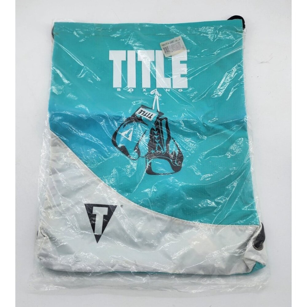 NEW TITLE Boxing Club Drawstring Backpack Sport Bag Blue/White Graphic 16"x13"